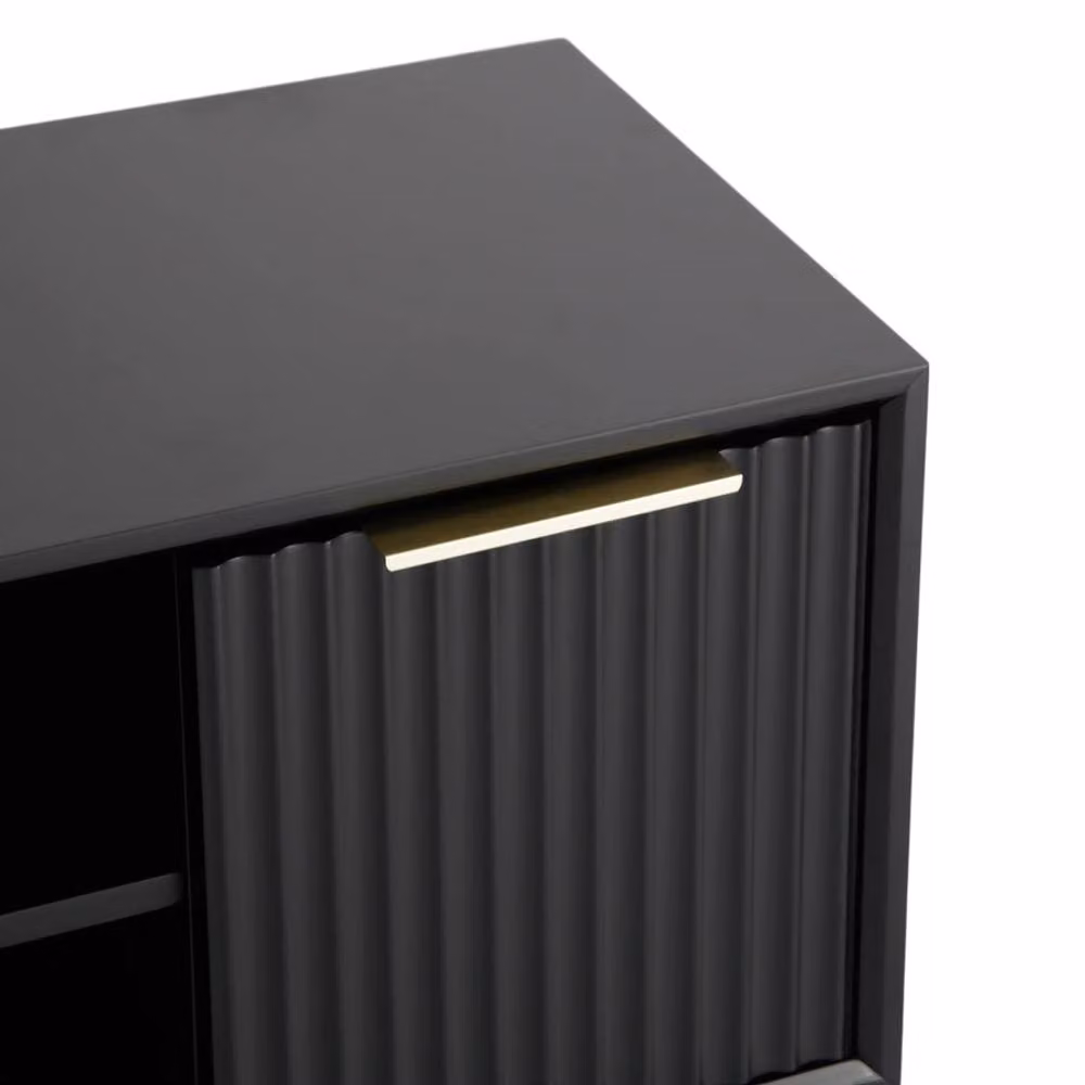 Home Garden Direct Monza Fluted TV Unit with Storage in Black – 5