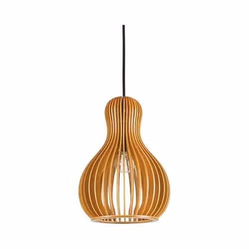 Netlighting Citrus Wood Single Light Ceiling Pendant in Brown with E27 Socket