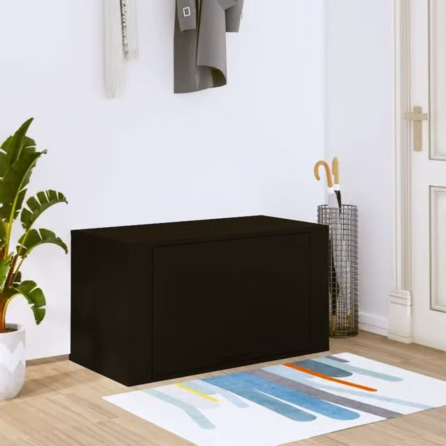 Berkfield Home Wall-mounted Modern Shoe Cabinet in Black, W/D/H: 70 x 35 x 38 cm – 1