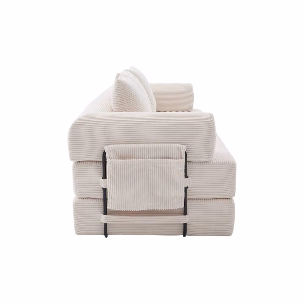 Gomyway Matteo Modular Foldable Corduroy Sofa in Beige – 2