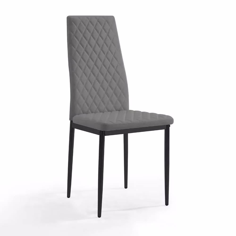 Home Detail Sona Faux Leather Dining Chair Set of 4 in Grey with Black Legs – 2