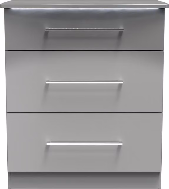 2 U Lyon Ready Assembled 3 Drawer Deep Chest in Grey