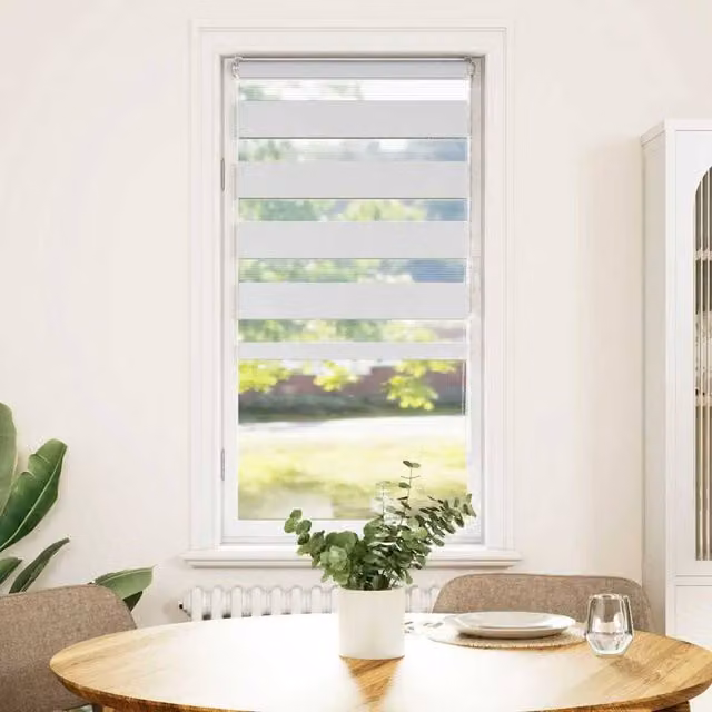 Berkfield Home White Zebra Day and Night Blind, W: 55 cm, H: 100 cm