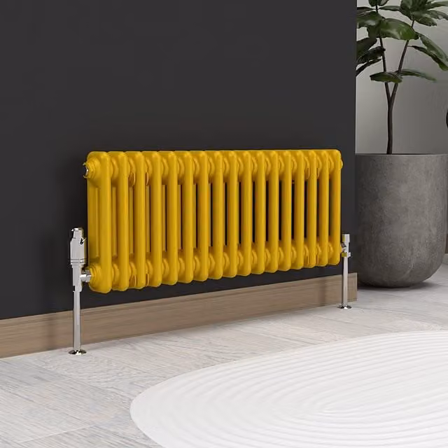 Lux Heat Horizontal Column Radiator in Sunflower Yellow, 2 Column, W: 78.5 cm, H: 30.0 cm