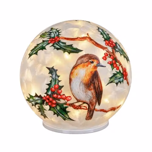 Samuel Alexander Red and Multicolour Floral Glass Tabletop Christmas Decoration, Diameter: 15 cm – 4