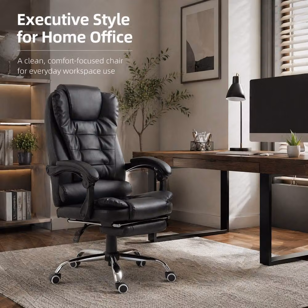 STILVORA Black Synthetic Leather Executive Office Chair with Headrest and Armrests – 2