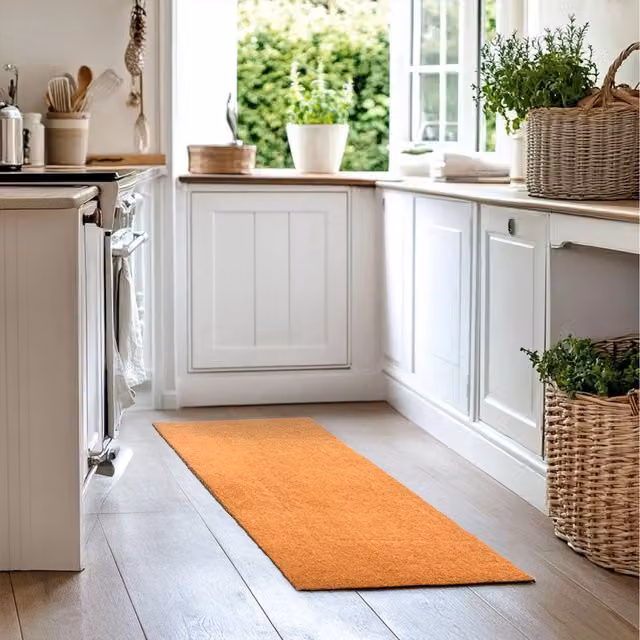 Nicoman Home Brown and Orange PVC Coir Kitchen and Hallway Runner, W: 70 cm, L: 150 cm