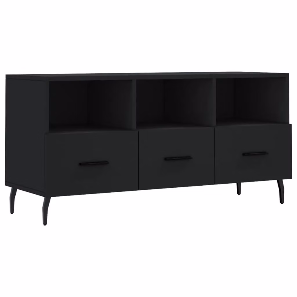 Berkfield Home Modern Black TV Cabinet in Matt Engineered Wood W/D/H: 102 x 36 x 50 cm – 2