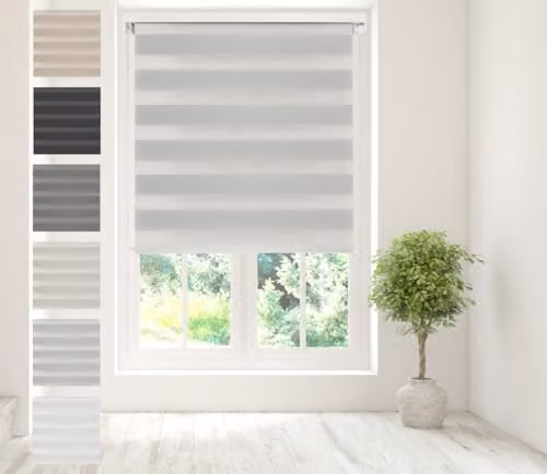 Caecus Day Night Zebra Roller Blind, Grey, W: 160 cm, H: 240 cm