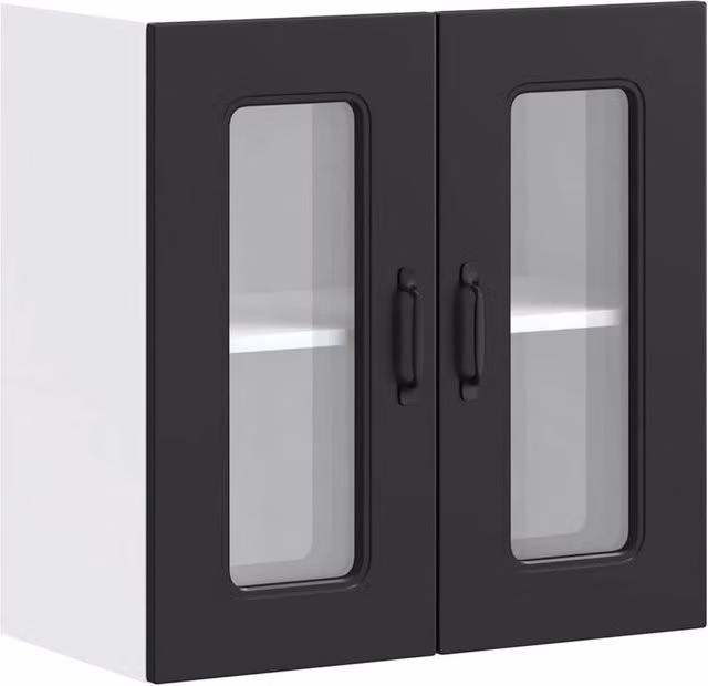 Berkfield Home Kalmar Black Wall Mounted Kitchen Cabinet with Glass Doors and Internal Shelves