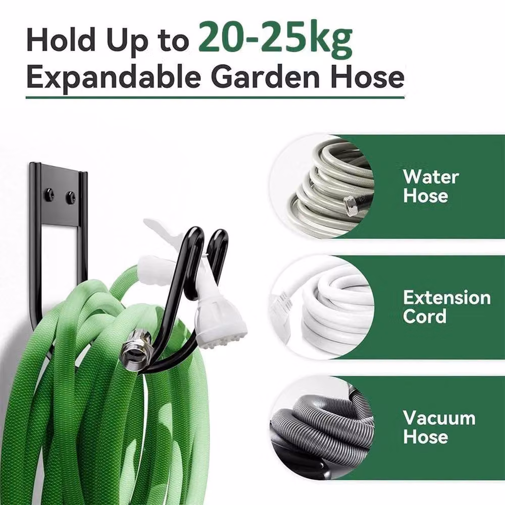 FORGEVIO Heavy Duty Wall Mounted Metal Hose Hanger Hook in Black – 4