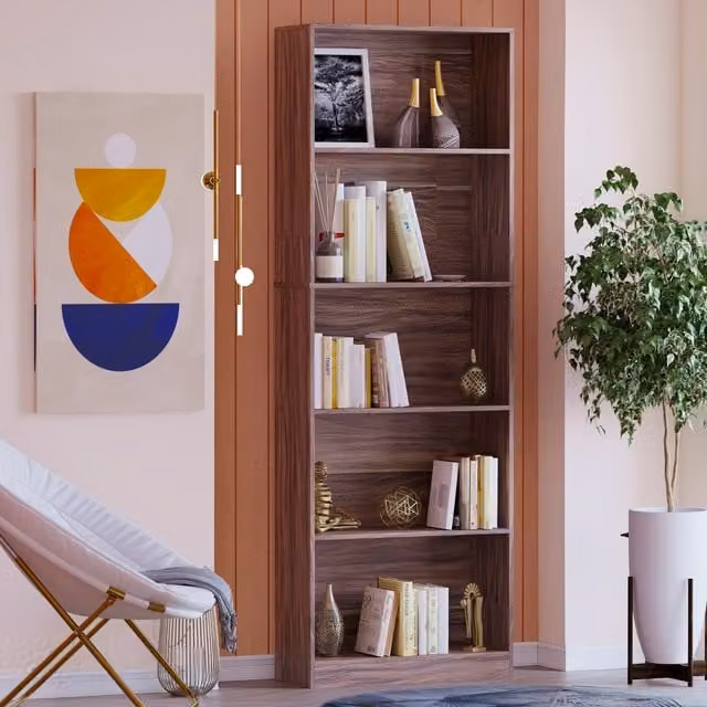 Vida Designs Cambridge Modern Walnut Bookcase, H 175 cm x W 60 cm x D 24 cm