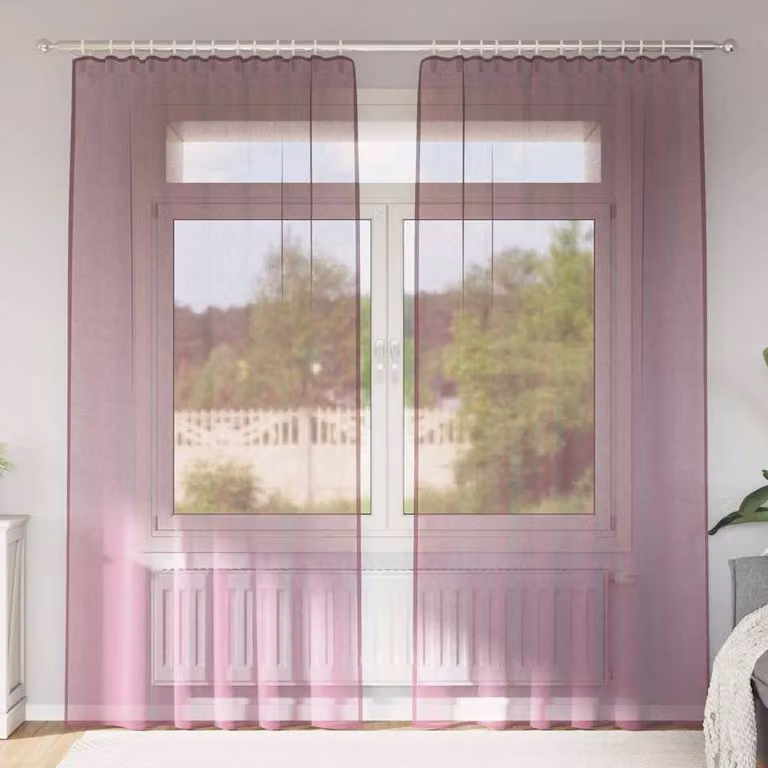 Berkfield Home Purple Voile Fabric Curtains with Rod Pockets, 2 Pack, W: 140 cm, H: 225 cm