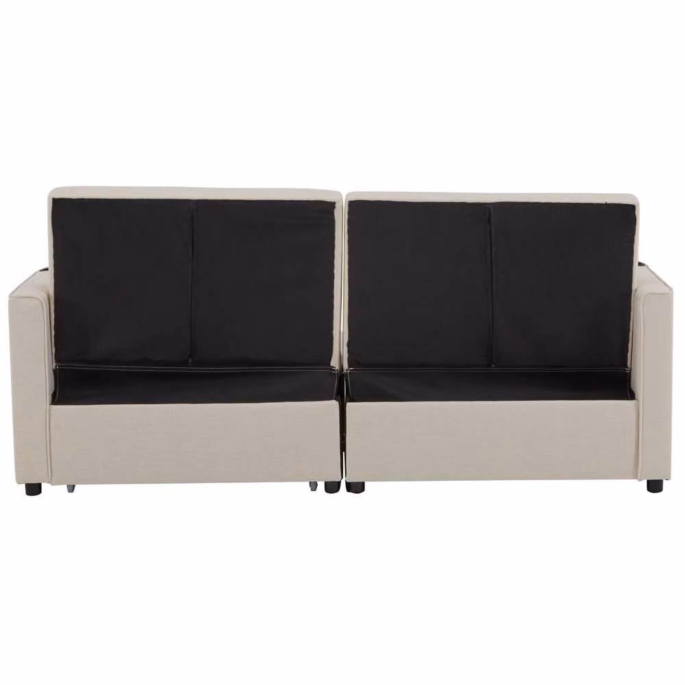 STILVORA King Size Sofa Bed in Beige with Pull-Out Drawer and Fabric Upholstery, W/D/H: 180 x 207 x 96 cm – 4