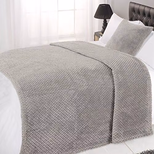 Dreamscene Silver Grey Waffle Honeycomb Mink Fleece Throw, W/D/H: 125 x 150 cm – 4