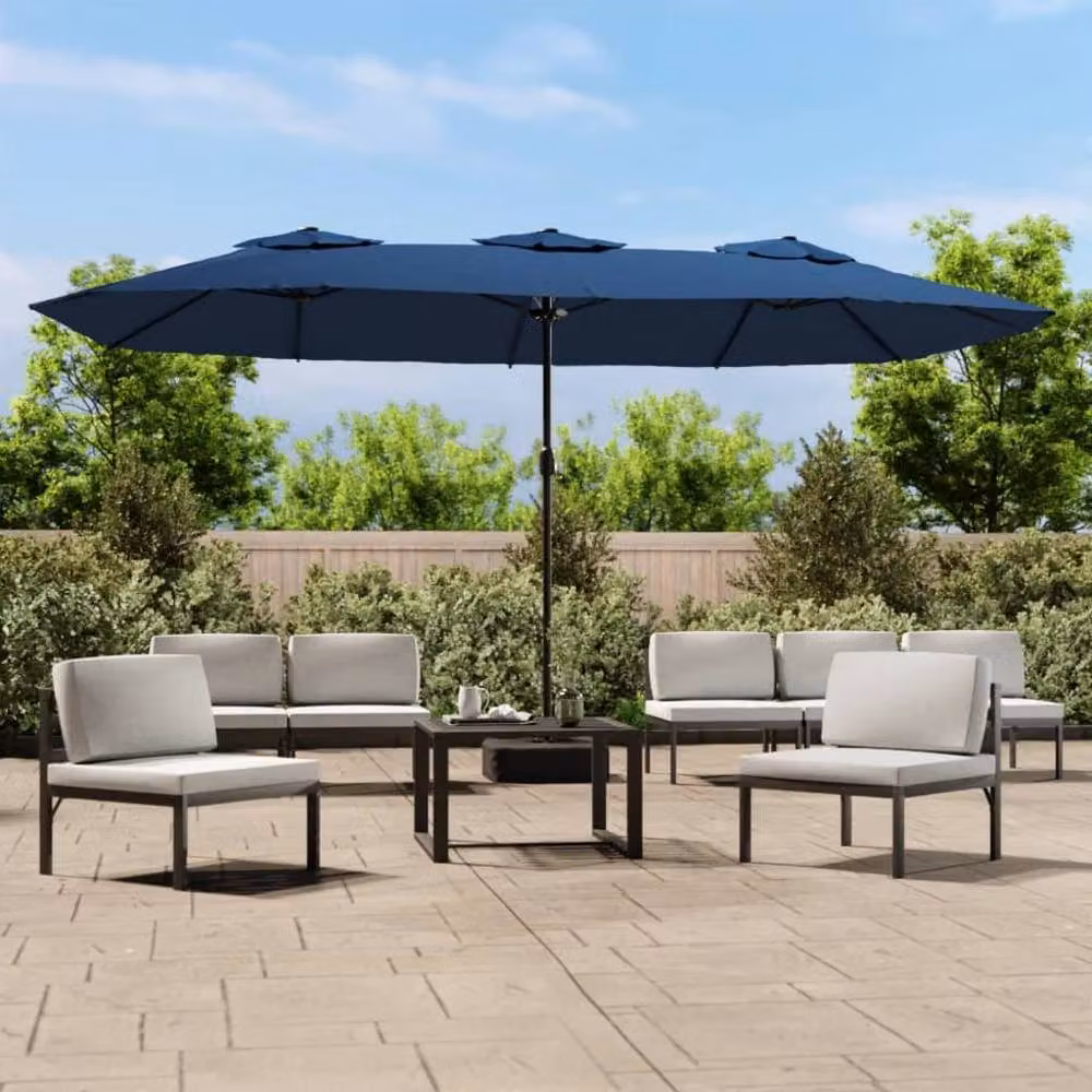 Berkfield Home Double-Head Cantilever Parasol in Azure Blue, W: 449 cm, H: 245 cm – 2