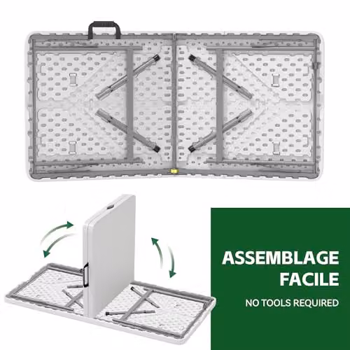MCC Direct Heavy Duty Folding Table in White, W/D/H: 121.92 x 59.5 x 73.5 cm – 3