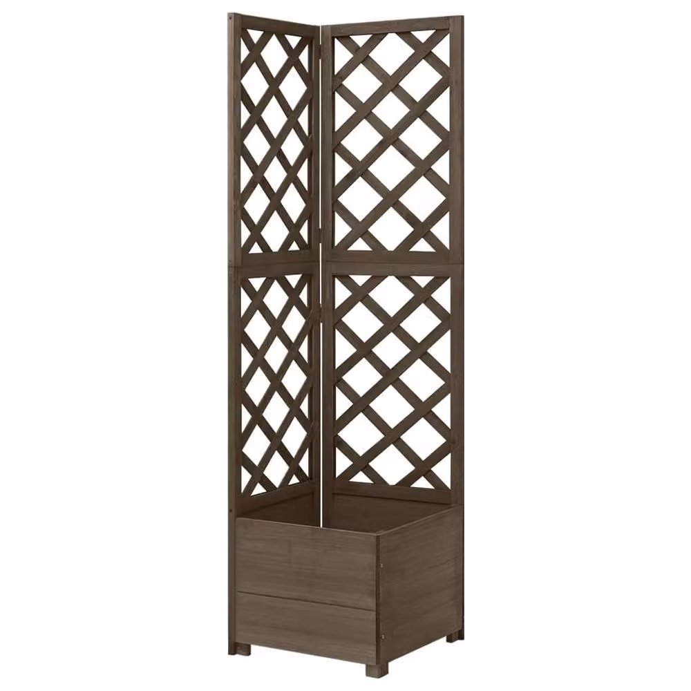 Berkfield Home Grey Corner Trellis Planter in Solid Wood, W/D/H: 40 x 40 x 150 cm – 2