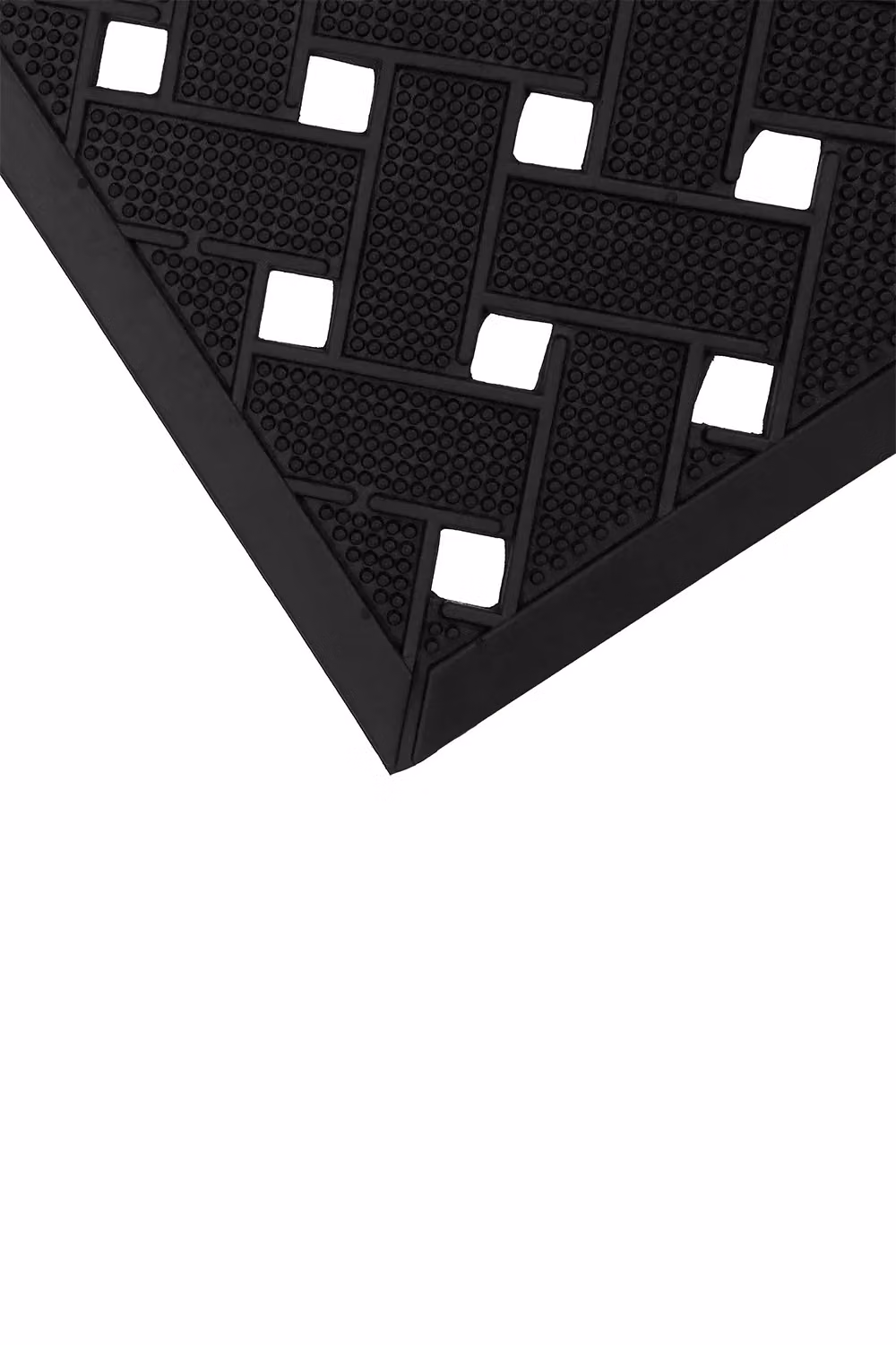 JVL Black Rubber Studded Lattice Scraper Doormat, W: 40 cm, L: 70 cm – 7