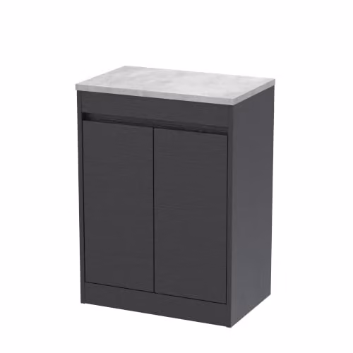 Balterley Modern 2 Door Freestanding Bathroom Vanity Unit with Worktop, Grey, W/D/H: 60.0 x 39.5 x 83.5 cm – 3