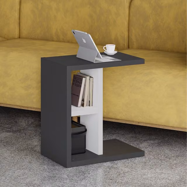 Komoti Modern Side Table in Anthracite Grey and White