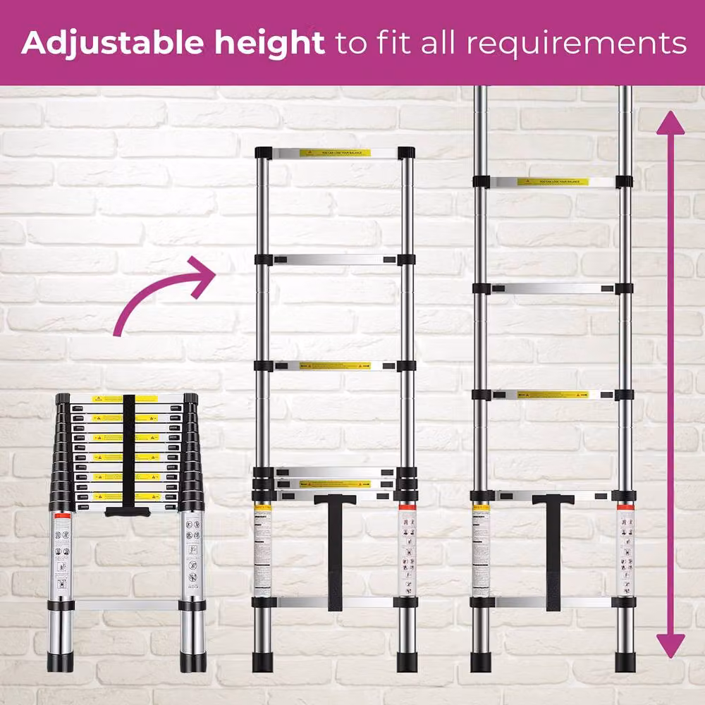 Neo Black Steel Foldable Telescopic Ladder, 4.6m with 2.9m Height – 3