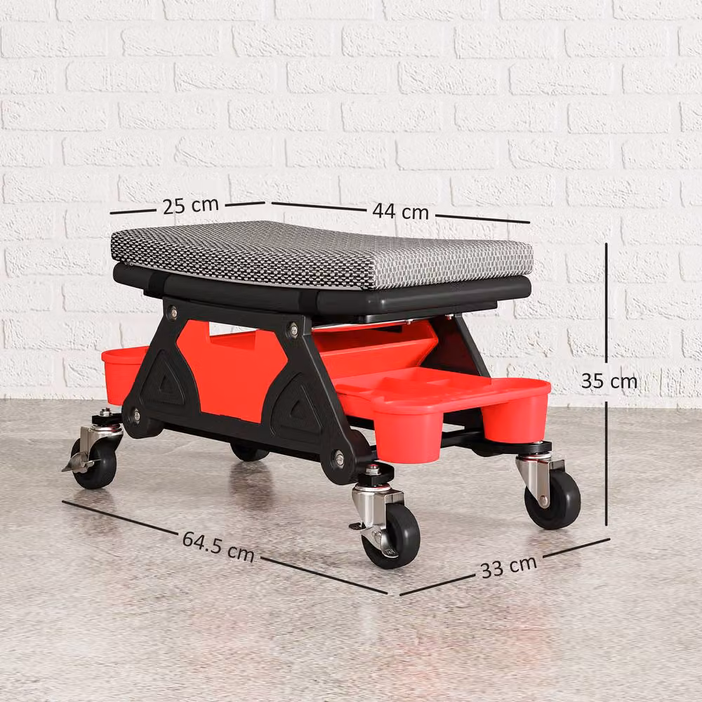 STILVORA Mechanic Stool with Storage Trays and Drawer, Black – 3