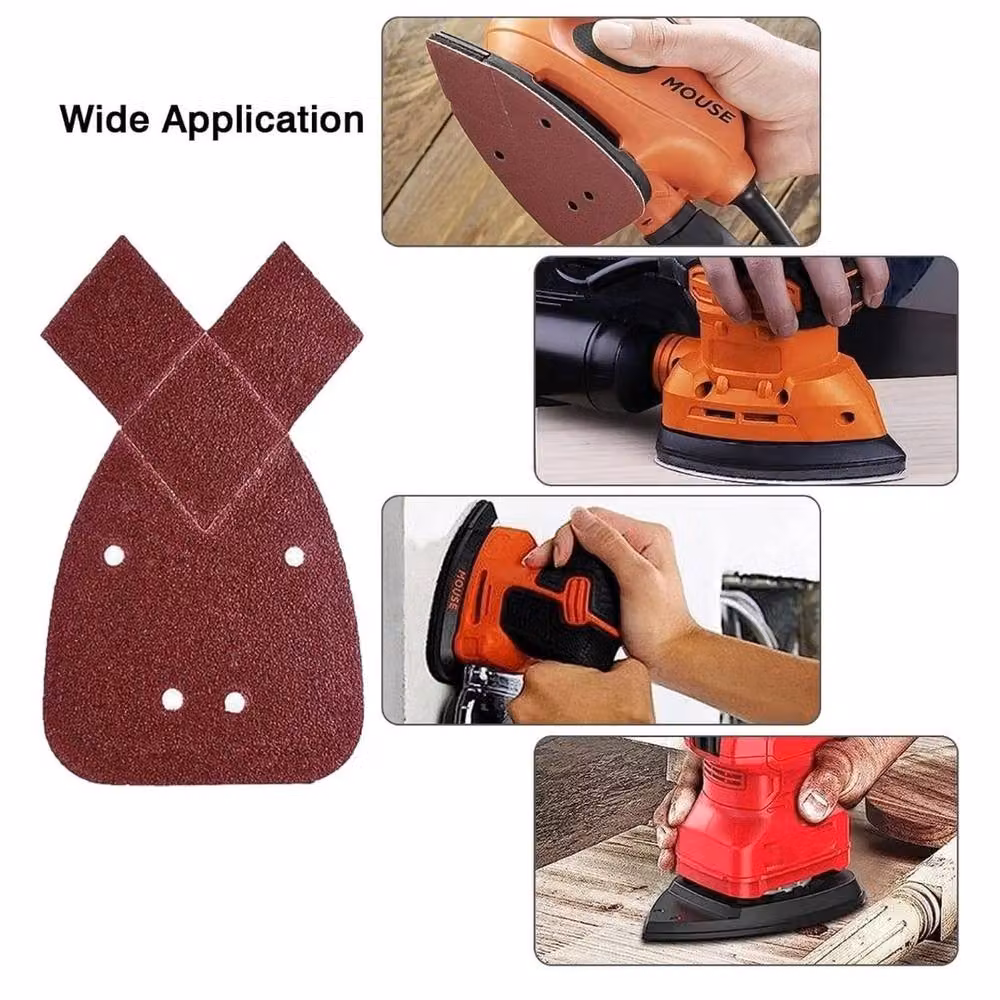 VOGREX 40-Piece Mixed Mouse Sanding Sheets in Red for Black and Decker Palm Sander Pads – 4