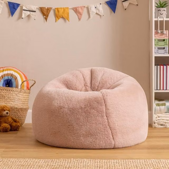 icon Kingston Faux Fur Classic Kids Bean Bag in Pink