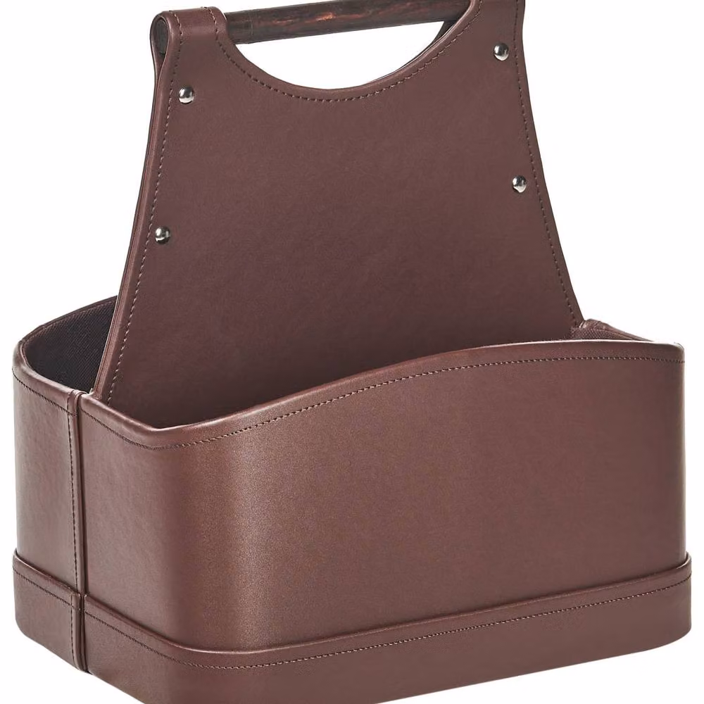 Wyld and Coco Brown Faux Leather Storage Basket with Handles – 2
