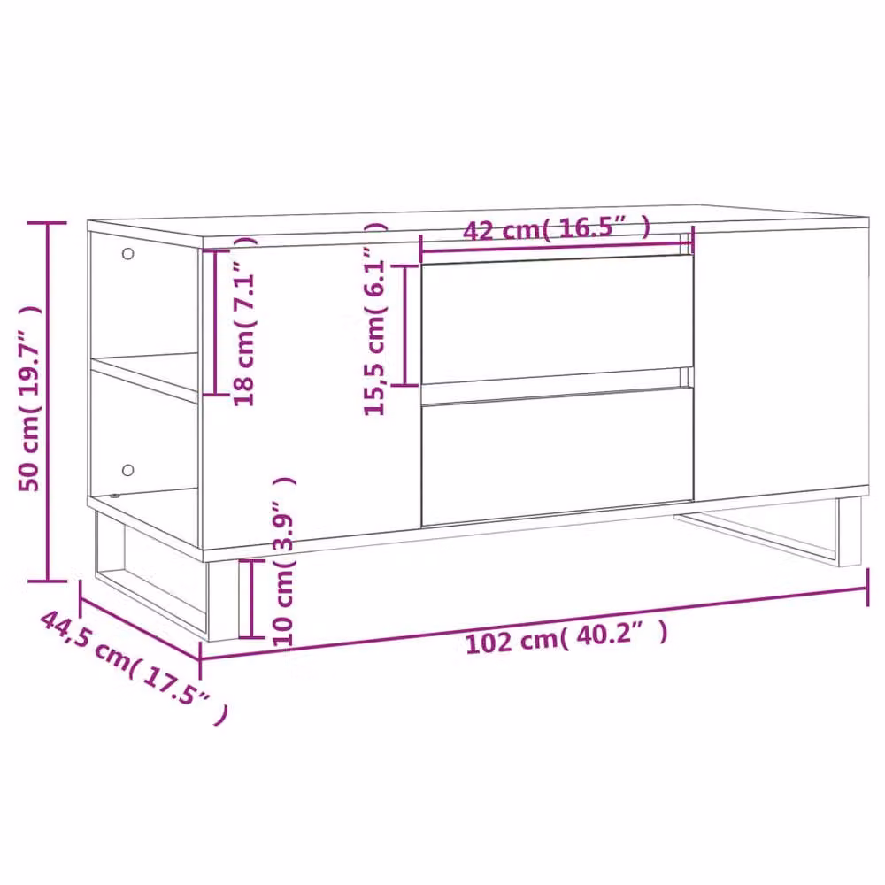 Berkfield Home Modern Rectangular Coffee Table in Concrete Grey, W/D/H: 102 x 44.5 x 50 cm – 4
