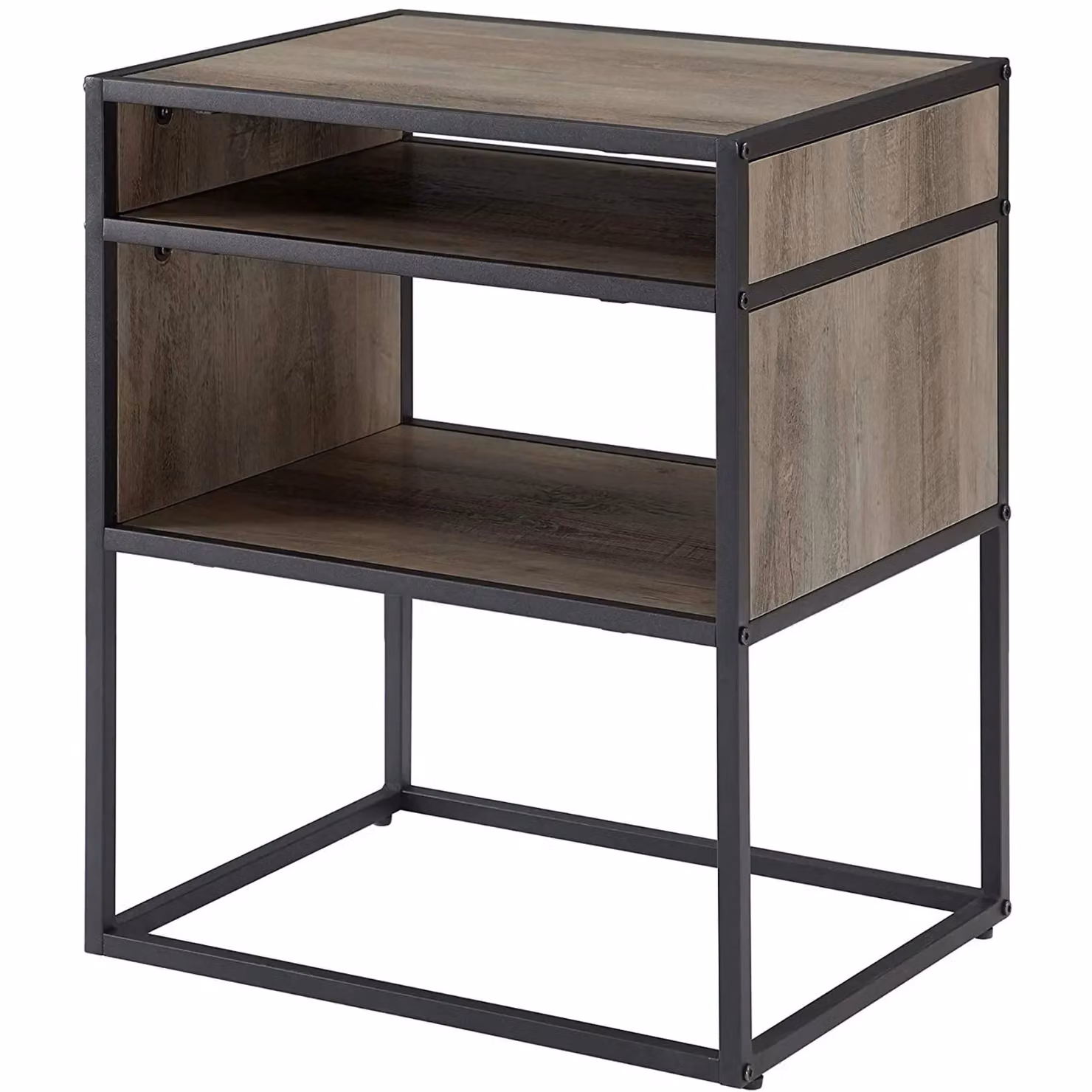 EONLION Industrial Modern Square Open Shelf Side Table in Brown – 3