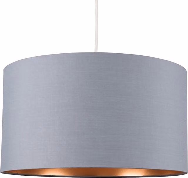 ValueLights Reni XL Modern Cylinder Ceiling Pendant Shade in Grey and Copper Fabric