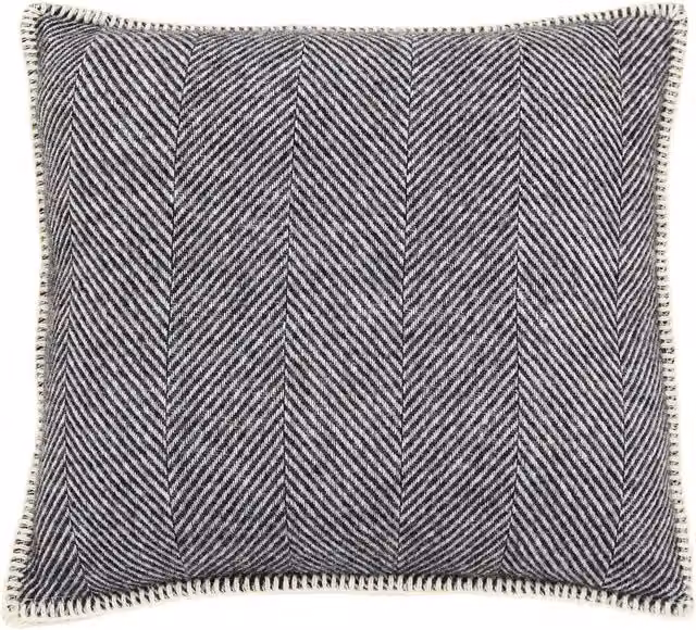 Murmur Ennis Herringbone Wool Square Cushion, Grey, W/D/H: 45 x 45 x 45 cm