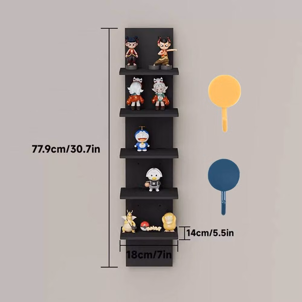 FORGEVIO 5 Tier Black Matt Wall Mounted Floating Storage Shelf Unit – 2