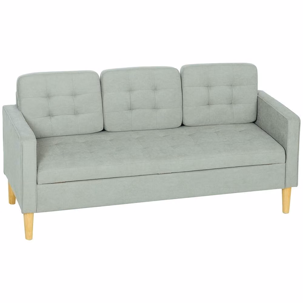 STILVORA Upholstered Sofa with Hidden Lift-Up Storage and Solid Rubberwood Frame in Grey – 2