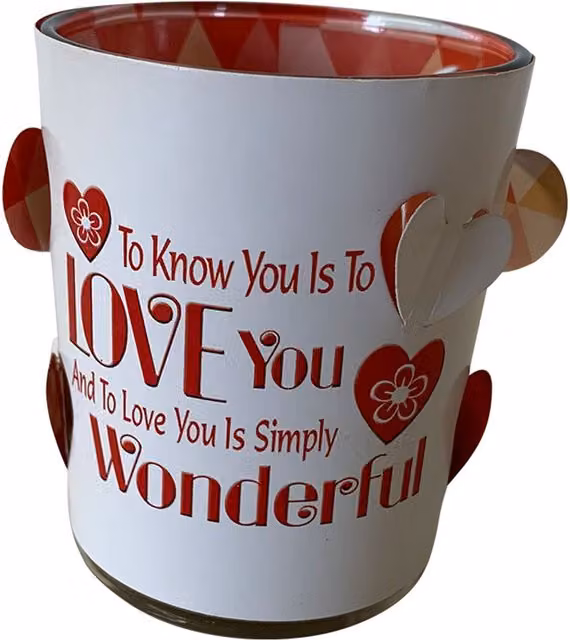 Sensations To Know You is to Love You Glass Tealight Candle Holder in Multicolour and White