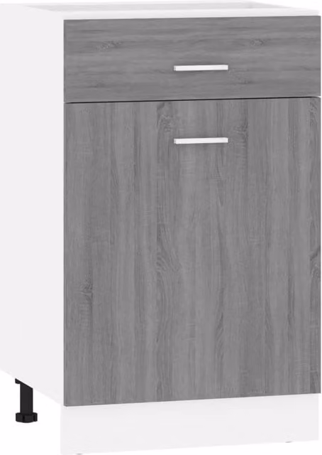 Berkfield Home Grey Sonoma Kitchen Base Unit with Internal Drawers and Hinged Doors W/D/H: 50 x 46 x 81.5 cm