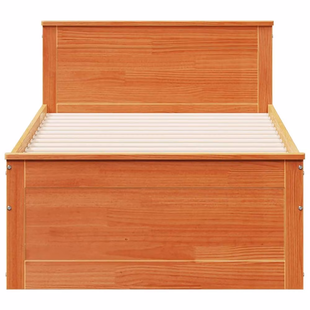 Berkfield Home Solid Pine Bed Frame with Headboard and Drawers, Wax Brown, W/D/H: 90 x 200 cm – 4