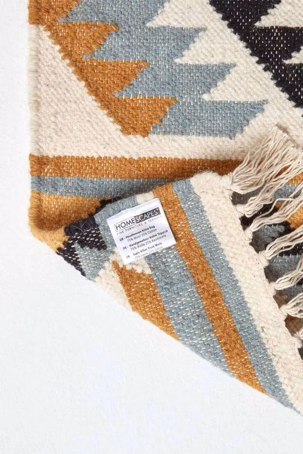 Homescapes Agra Handwoven Pattern Kilim Wool Hall Runner, Multicolour, W: 66 cm, L: 200 cm – 4