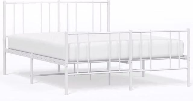 Berkfield Home Metal Bed Frame with Headboard and Footboard in White, W/D/H: 140 x 200 cm