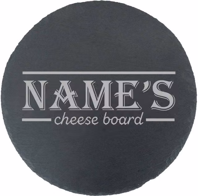 Uniqueful Personalised Name Border Design Round Black Slate Cheeseboard