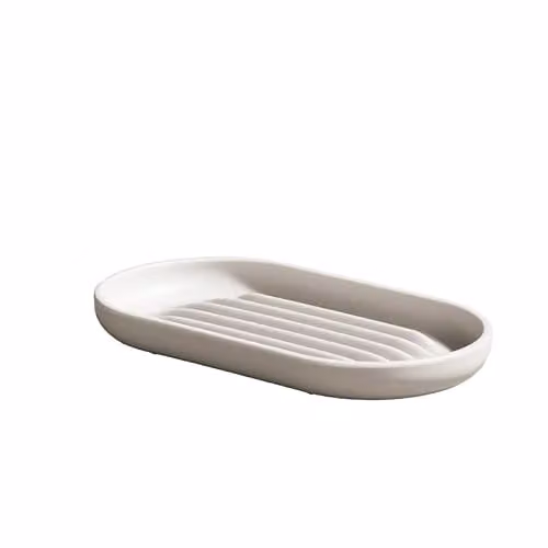 ReBorn Recycled Stone Bathroom Soap Dish Tray with Drainage, Beige/Sand