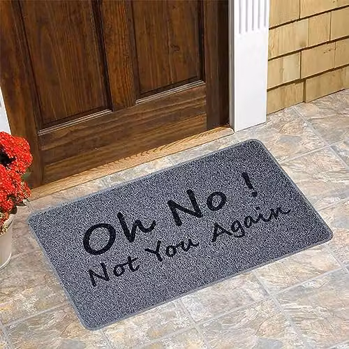 Nicoman Funny Novelty Grey Door Mat Oh NO Not You Again W: 75 cm, D: 45 cm – 2