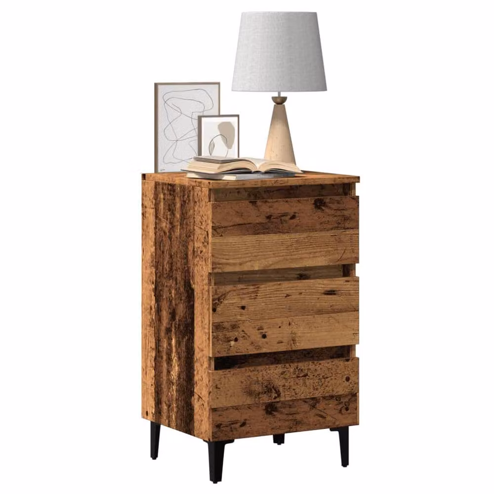 Berkfield Home Classic Bed Cabinet in Brown with Metal Legs, W/D/H: 40 x 35 x 69 cm – 2