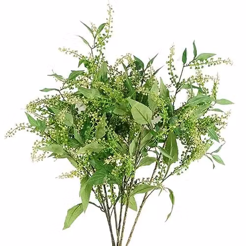 Green Leaf Design Artificial Floral Foliage Spray, Set of 6, Height: 85 cm – 1
