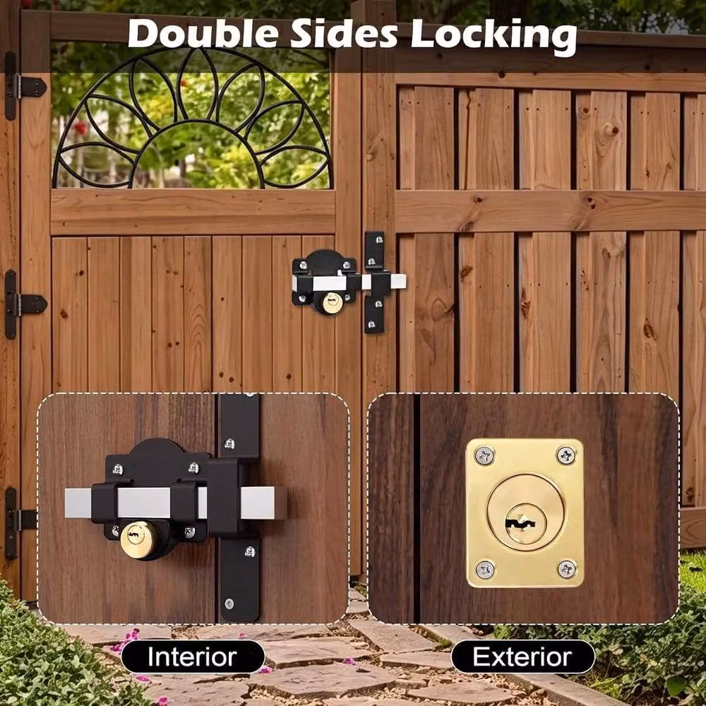 Kelvenix Heavy Duty Gate Lock with Double Sided Long Bolt and 5 Keys, Black – 4