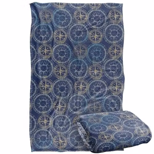 JQ Licensing Compass Pattern 3 Silky Touch Super Soft Fleece Throw Blanket, Multicolour, W: 91 cm, D: 147 cm