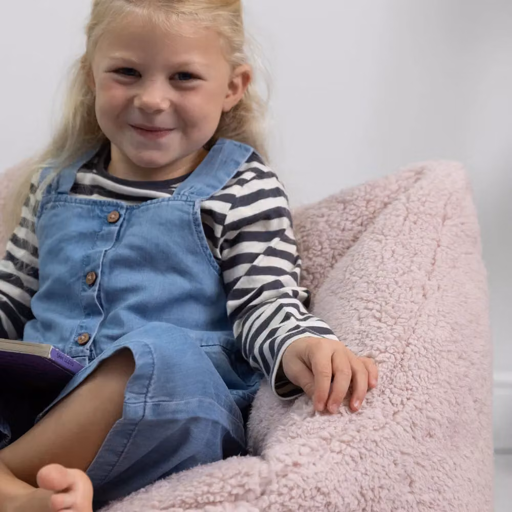 icon Kids Natalia Teddy Berber Fleece Childrens Bean Bag Armchair in Pale Pink – 2