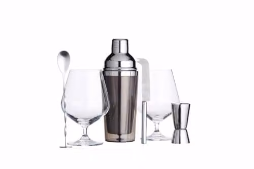 BarCraft Luxury Gin Gift Set in Silver with Stainless Steel and Glass Accessories – 1